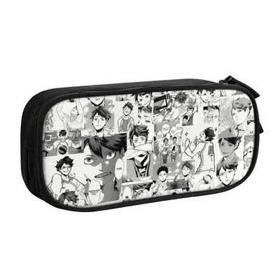 Karasuno Crows Haikyuu Kawaii pliiatsikarbid poisile tüdrukule suure mahutavusega võrkpall Anime Jaapani pliiatsikarbis õpilaste kirjatarbed