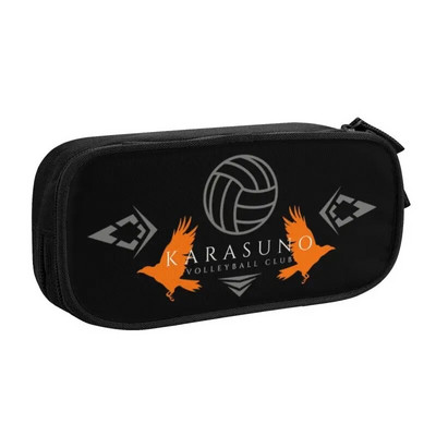 Karasuno Crows Haikyuu Kawaii pliiatsikarbid poisile tüdrukule suure mahutavusega võrkpall Anime Jaapani pliiatsikarbis õpilaste kirjatarbed
