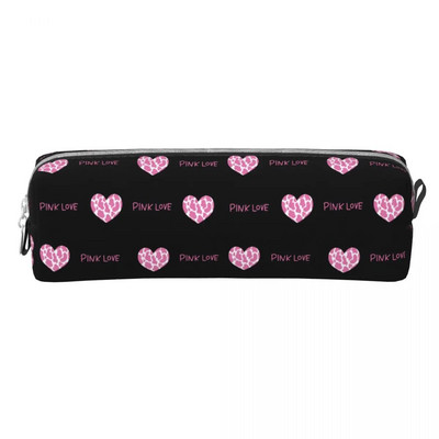 Fun Cute Heart Pink Love Μολυβοθήκη Μαύρη Μολυβοθήκες Στυλό για Φοιτητικές Τσάντες Μεγάλης Χωρητικότητας Χαρτικά γραφείου με φερμουάρ