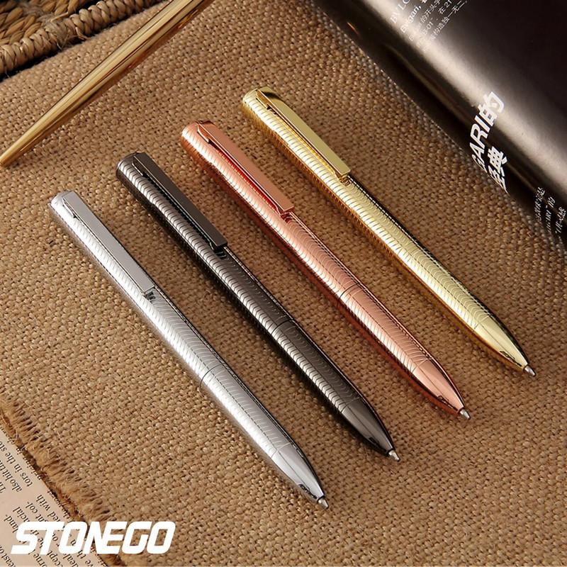 STONEGO Fashion Twist rullīšu pildspalvas, bez vāciņa metāla hroma lodīšu pildspalvas atkārtoti uzpildāmas pildspalvas, elegantas Signature Pen dāvanu pildspalvas