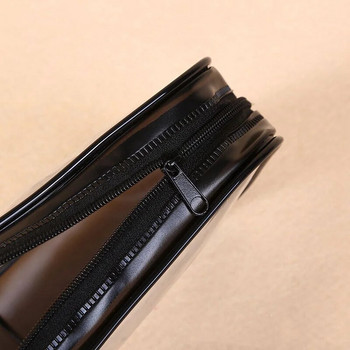 PVC калъф за молив, прозрачен цип, голям капацитет, обикновена черно-бяла чанта за моливи за училищни канцеларски материали