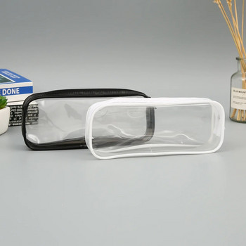 Μολυβοθήκη PVC Διαφανές φερμουάρ Μεγάλης χωρητικότητας Απλή ασπρόμαυρη τσάντα μολυβιού για σχολικά είδη γραφείου
