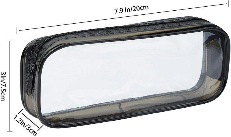 PVC zīmuļu futrālis caurspīdīgs rāvējslēdzējs, liela ietilpība, vienkāršs melnbalts zīmuļu maisiņš skolas biroja kancelejas piederumiem