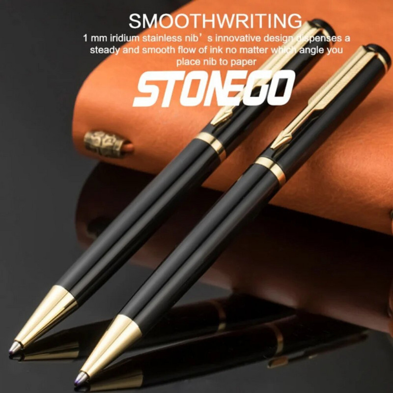 STONEGO Metāla hroma Twist lodīšu pildspalva bez vāciņa , elegantas Signature Pen dāvanu pildspalvas vīriešiem sievietēm