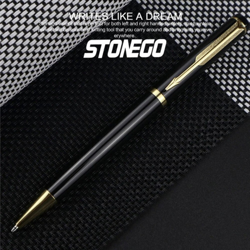 STONEGO Metāla hroma Twist lodīšu pildspalva bez vāciņa , elegantas Signature Pen dāvanu pildspalvas vīriešiem sievietēm