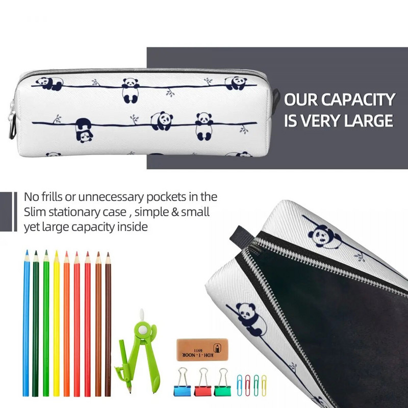 Klassikalised armsad Panda pliiatsikarbid armsad loomapliiatsikotikestega pliiatsikarp tüdrukutele, poistele, suure mahutavusega kott kontorikingituste kirjatarbed