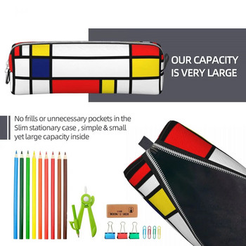 New Mondrian Art Abstract 60s Pencil Case Pencil Case Pen for Student Big Capacity Bag Студенти Аксесоари с цип за училище