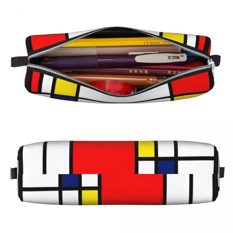 Uus Mondrian Art Abstract 60ndate pliiatsiümbris pliiatsitaskuga pliiats õpilastele suure mahutavusega kotti õpilastele kooli tõmblukuga tarvikud