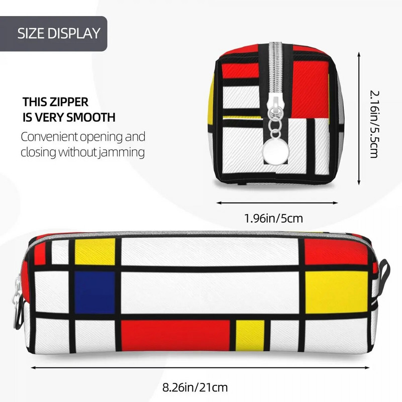 Uus Mondrian Art Abstract 60ndate pliiatsiümbris pliiatsitaskuga pliiats õpilastele suure mahutavusega kotti õpilastele kooli tõmblukuga tarvikud