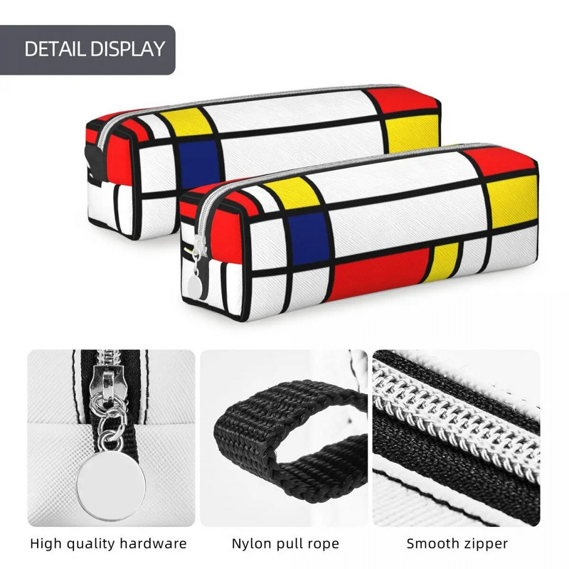 Uus Mondrian Art Abstract 60ndate pliiatsiümbris pliiatsitaskuga pliiats õpilastele suure mahutavusega kotti õpilastele kooli tõmblukuga tarvikud