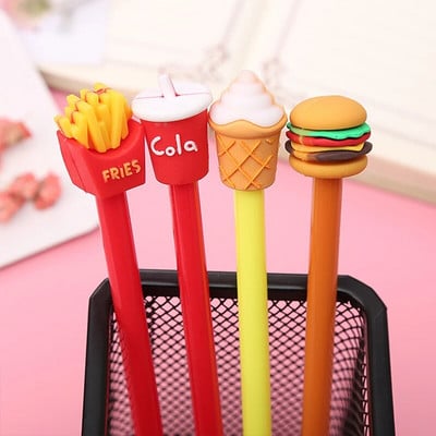 Creative Rollerball Pen French Fries Cola Hamburger Ledai Mieli raštinės reikmenys Studentams Black Signature Pen