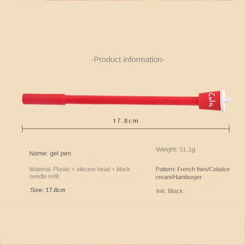Δημιουργικό στυλό Rollerball French Fries Cola Hamburger Ice Cream Χαριτωμένο χαρτικά γραφείου Μαθητικό στυλό με υπογραφή