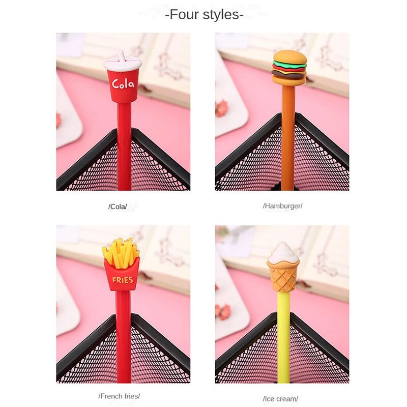 Δημιουργικό στυλό Rollerball French Fries Cola Hamburger Ice Cream Χαριτωμένο χαρτικά γραφείου Μαθητικό στυλό με υπογραφή