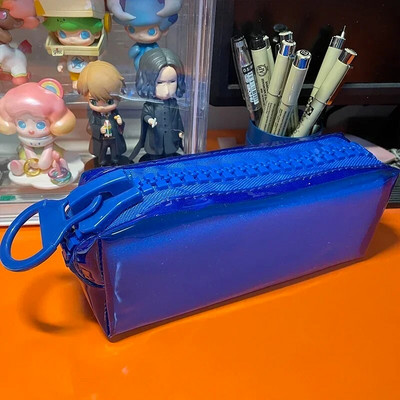 Liels rāvējslēdzēja zīmuļa futrālis, krāsa kvadrātveida liela ietilpība studentu kancelejas piederumi skolas piederumi dienasgaismas caurspīdīgs PVC uzglabāšanas maisiņš