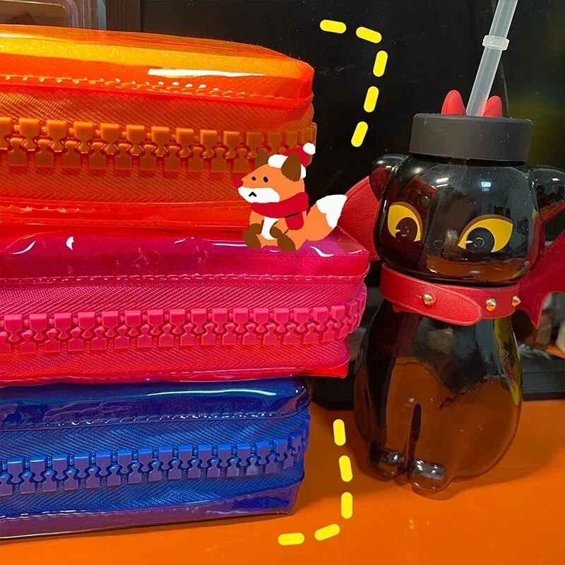 Liels rāvējslēdzēja zīmuļa futrālis, krāsa kvadrātveida liela ietilpība studentu kancelejas piederumi skolas piederumi dienasgaismas caurspīdīgs PVC uzglabāšanas maisiņš