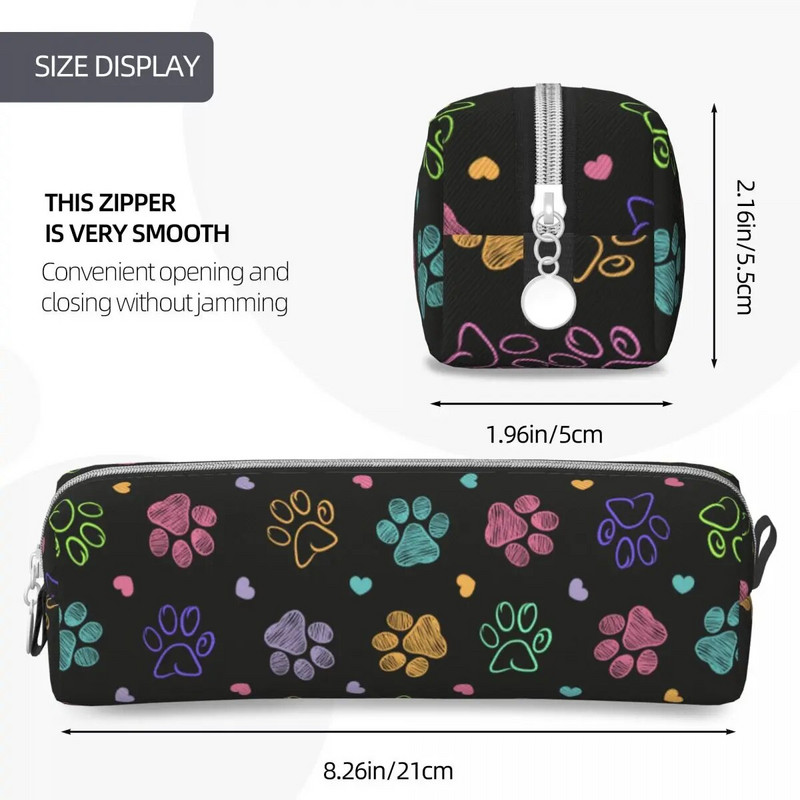 Gražus spalvingas šunų letenų kačių pieštukų dėklas Pieštukų dėklai rašiklių dėžutė mokiniui, didelis krepšys mokykloms, raštinės reikmenys užtrauktuku