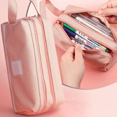 Μολυποθήκες Μεγάλης χωρητικότητας Απλές πάνινες τσάντες διπλής στρώσης για κορίτσια Σχολικές προμήθειες γραφική ύλη