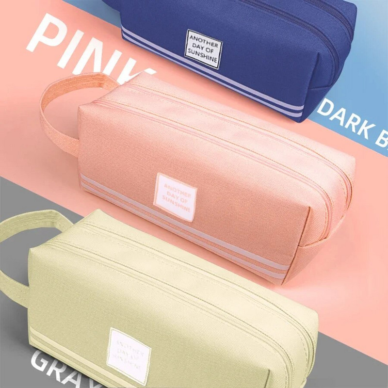 Μολυποθήκες Μεγάλης χωρητικότητας Απλές πάνινες τσάντες διπλής στρώσης για κορίτσια Σχολικές προμήθειες γραφική ύλη