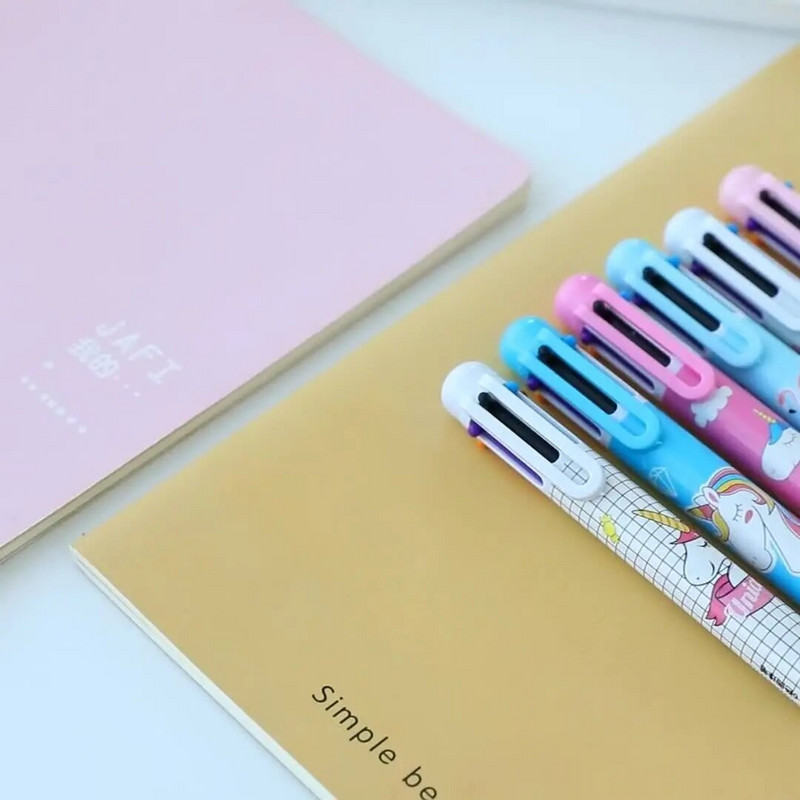 1 gabals Lytwtw rakstāmpiederumi skolas piederumi 6 krāsu vienradža pildspalvas Daudzkrāsu lodīšu pildspalva Daudzfunkcionāla biroja radošā pildspalva bērniem