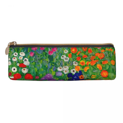 Gustav Klimti kolmnurkne pliiatsikott Suvila Aed Prindikool Suure mahutavusega tõmblukuga pliiatsikarp teismelistele Retro nahast pliiatsi kott