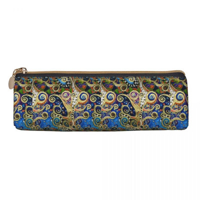 Gustav Klimti kolmnurkne pliiatsikott Suvila Aed Prindikool Suure mahutavusega tõmblukuga pliiatsikarp teismelistele Retro nahast pliiatsi kott