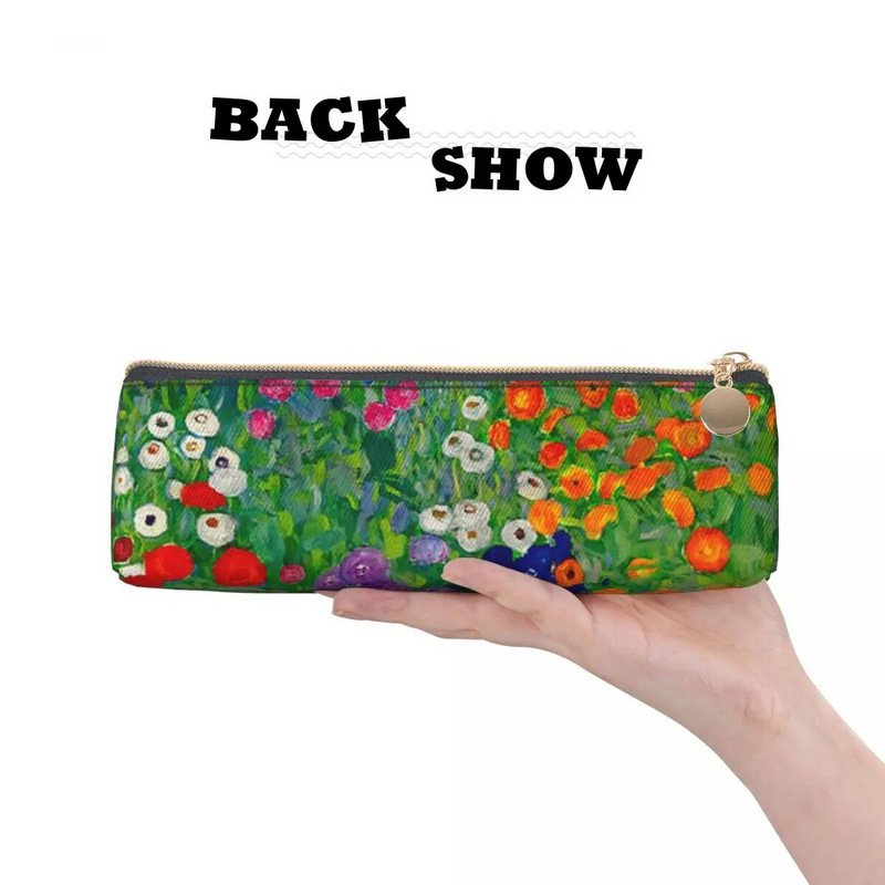 Gustav Klimti kolmnurkne pliiatsikott Suvila Aed Prindikool Suure mahutavusega tõmblukuga pliiatsikarp teismelistele Retro nahast pliiatsi kott