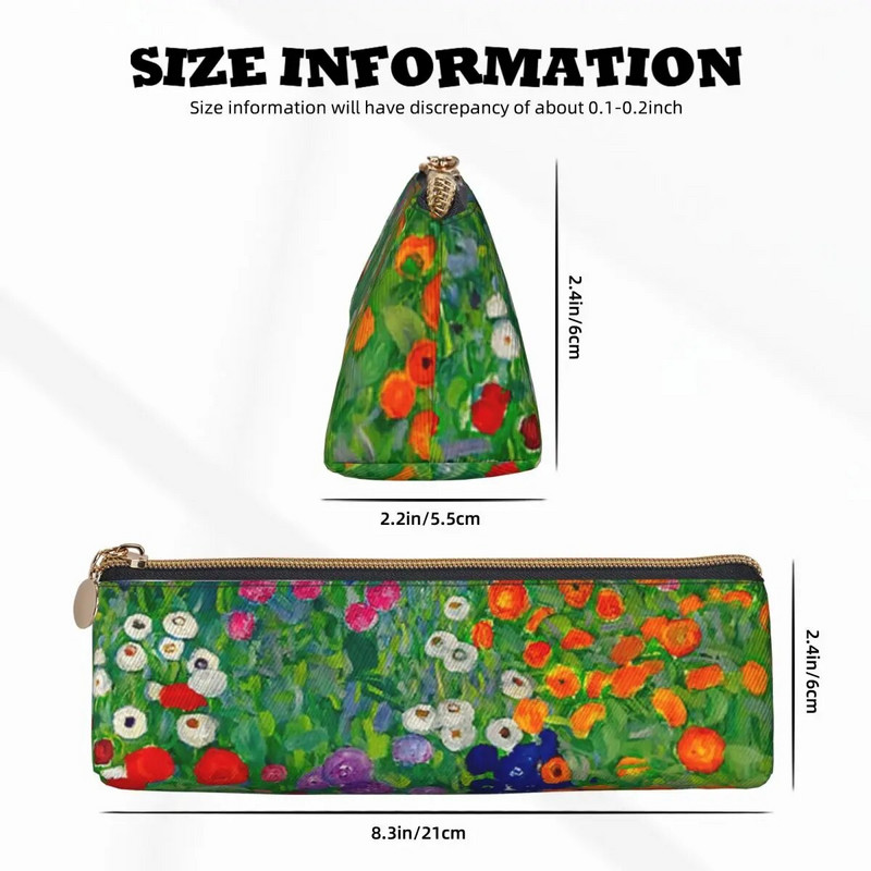 Gustav Klimti kolmnurkne pliiatsikott Suvila Aed Prindikool Suure mahutavusega tõmblukuga pliiatsikarp teismelistele Retro nahast pliiatsi kott