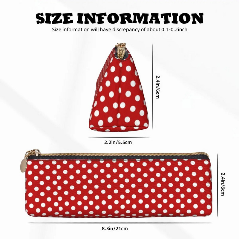 Roșu cu buline albe Husă pentru creion Girly Kawaii Copii Încântător Husă pentru creion Înapoi la școală Organizator de papetărie