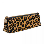 Animal Print Τριγωνική μολυβοθήκη Yellow Leopard for Teens University Zipper Pencil Box Ρετρό Δερμάτινη θήκη για στυλό