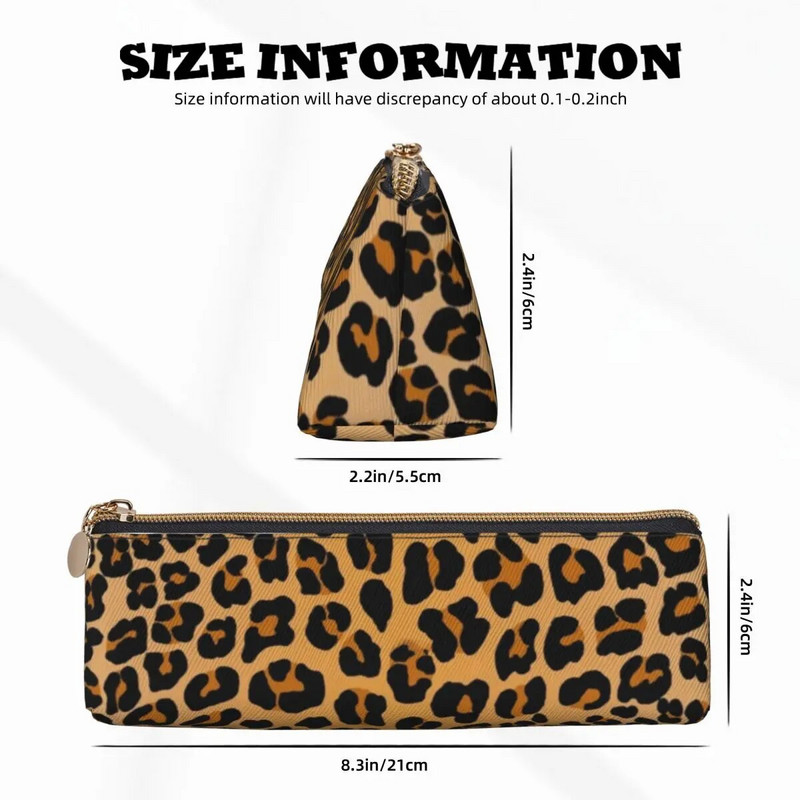 Animal Print Τριγωνική μολυβοθήκη Yellow Leopard for Teens University Zipper Pencil Box Ρετρό Δερμάτινη θήκη για στυλό