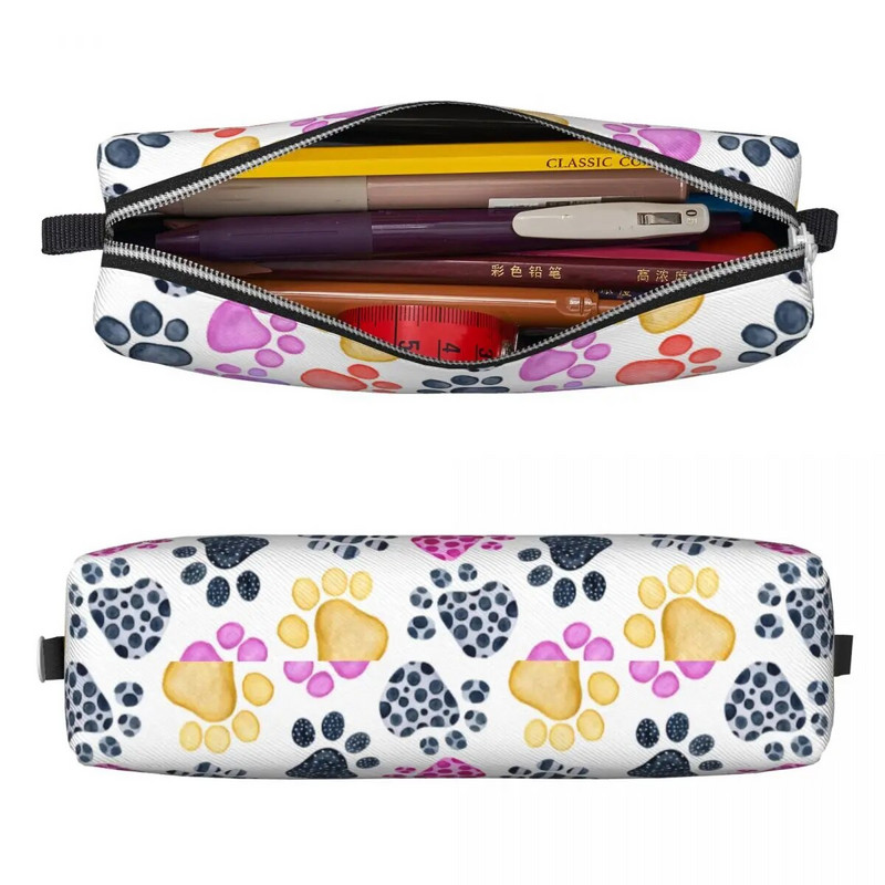 Krāsainas kaķa ķepas dzīvnieku apdrukas Penāļi Leoparda pildspalvu turētājs Somas Meitene Zēns Liela glabātuve Skolēni Skolas kosmētikas zīmuļi