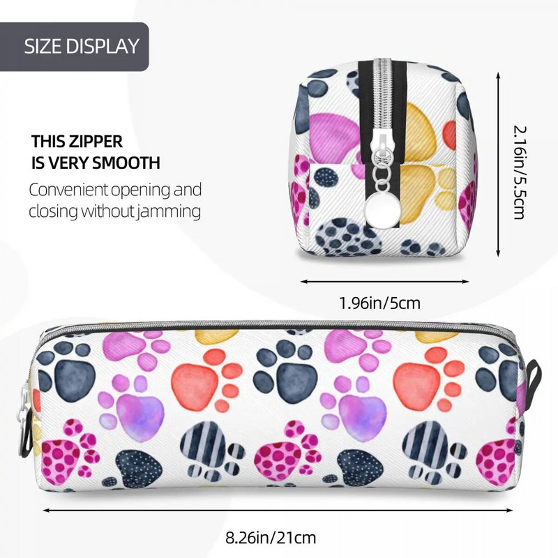 Krāsainas kaķa ķepas dzīvnieku apdrukas Penāļi Leoparda pildspalvu turētājs Somas Meitene Zēns Liela glabātuve Skolēni Skolas kosmētikas zīmuļi