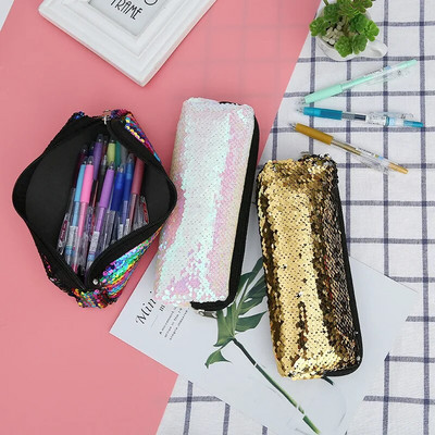 1 gab Kawaii zīmuļu futrālis Mermaid sequins Dāvanu Estuches skolas zīmuļu kastīte Pencils Pencil Bag Skolas piederumi Kancelejas piederumi