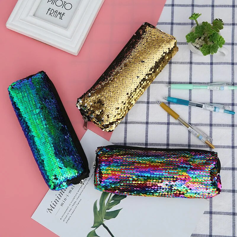 1 gab Kawaii zīmuļu futrālis Mermaid sequins Dāvanu Estuches skolas zīmuļu kastīte Pencils Pencil Bag Skolas piederumi Kancelejas piederumi