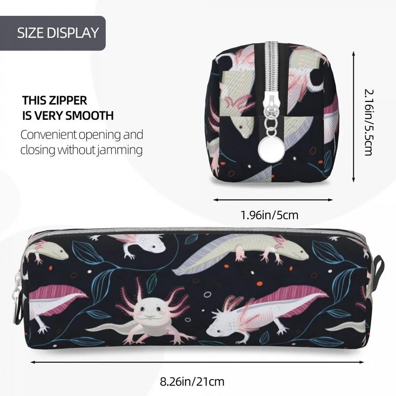 Jauks Axolotl zīmuļu futrālis Salamander dzīvnieku zīmuļu kastītes pildspalvu turētājs studentu lielajām uzglabāšanas somām Studentu skolas rāvējslēdzēja kancelejas piederumi