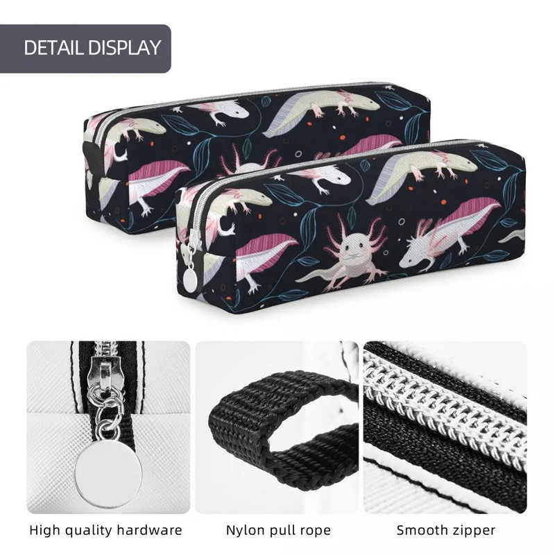 Jauks Axolotl zīmuļu futrālis Salamander dzīvnieku zīmuļu kastītes pildspalvu turētājs studentu lielajām uzglabāšanas somām Studentu skolas rāvējslēdzēja kancelejas piederumi