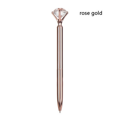 1PC Creative LED Light Big Diamond Metal Ballpoint Glitter Crystal Pen Metal Case Carat Diamond Ball Pen Stationery Writingering