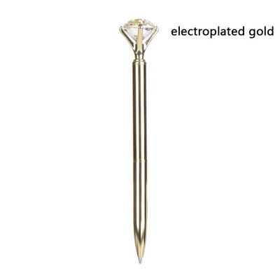 1PC Creative LED Light Big Diamond Metal Ballpoint Glitter Crystal Pen Metal Case Carat Diamond Ball Pen Stationery Writingering