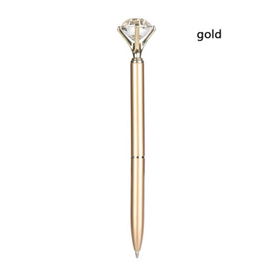 1PC Creative LED Light Big Diamond Metal Ballpoint Glitter Crystal Pen Metal Case Carat Diamond Ball Pen Stationery Writingering