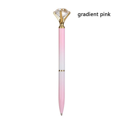 1PC Creative LED Light Big Diamond Metal Ballpoint Glitter Crystal Pen Metal Case Carat Diamond Ball Pen Stationery Writingering