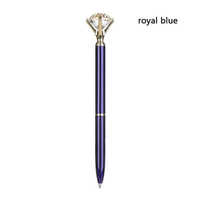 1PC Creative LED Light Big Diamond Metal Ballpoint Glitter Crystal Pen Metal Case Carat Diamond Ball Pen Stationery Writingering