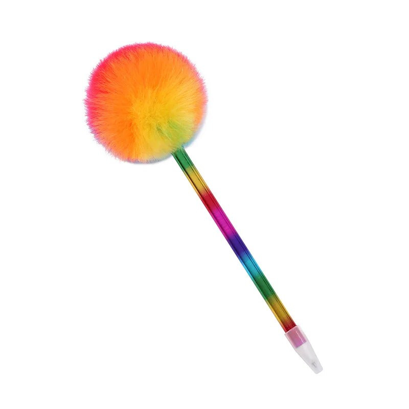 Στυλό Pompom Ballpoint Kawaii Στυλό γραφής Fluffy Ball Pen βελούδινο στυλό Rainbow Color Ballpoint για αξεσουάρ γραφείου γραφείου