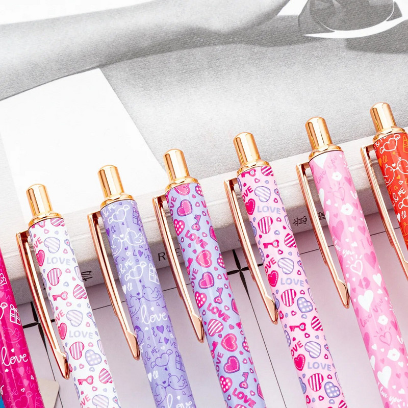 1 gabals Lytwtw lodīšu pildspalva, radoša daudzkrāsaina mīlestības pildspalva, metāla kancelejas piederumi skolas kancelejas piederumi