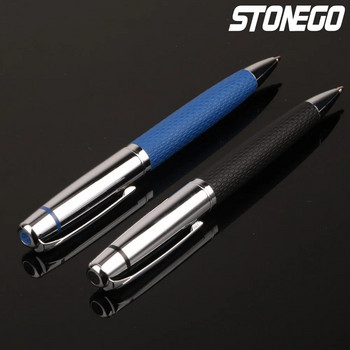 STONEGO PU кожена химикалка Противоплъзгаща се прибираща се ролкова химикалка Гладка ролкова химикалка за писане Елегантна химикалка Executive