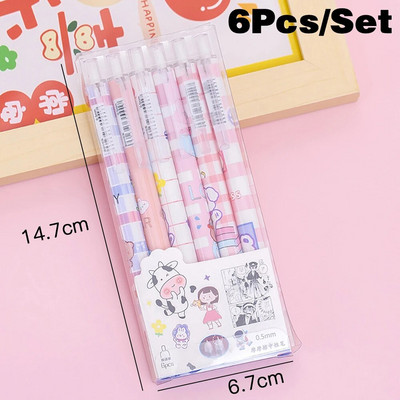 6gab/komplekts karikatūra 0,5mm zila nospiežama dzēšama gēla pildspalva maģiska berze Viegli dzēšama pildspalva radošās skolas studentu rakstāmpiederumi