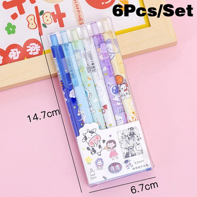 6gab/komplekts karikatūra 0,5mm zila nospiežama dzēšama gēla pildspalva maģiska berze Viegli dzēšama pildspalva radošās skolas studentu rakstāmpiederumi