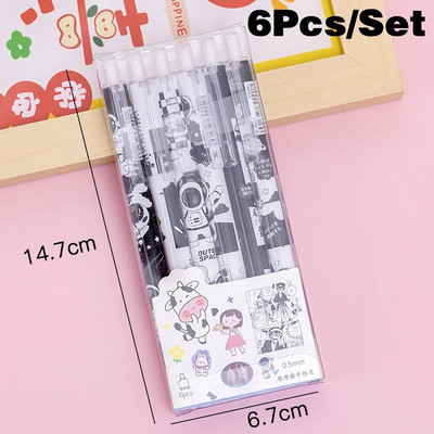 6gab/komplekts karikatūra 0,5mm zila nospiežama dzēšama gēla pildspalva maģiska berze Viegli dzēšama pildspalva radošās skolas studentu rakstāmpiederumi