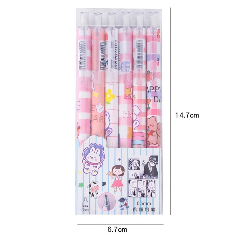 6gab/komplekts karikatūra 0,5mm zila nospiežama dzēšama gēla pildspalva maģiska berze Viegli dzēšama pildspalva radošās skolas studentu rakstāmpiederumi