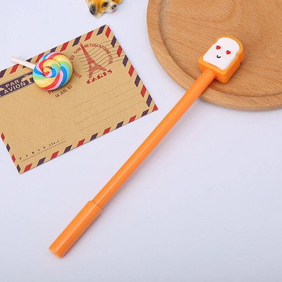 4 τμχ Lytwtw's Cute Kawaii Creative Fast Food School Stationery Gel στυλό Γλυκό υπέροχο Funny Fries Popcorn Bread Pizza Pen
