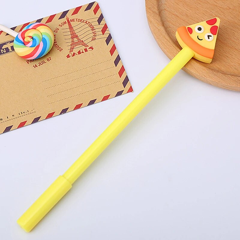 4 τμχ Lytwtw's Cute Kawaii Creative Fast Food School Stationery Gel στυλό Γλυκό υπέροχο Funny Fries Popcorn Bread Pizza Pen